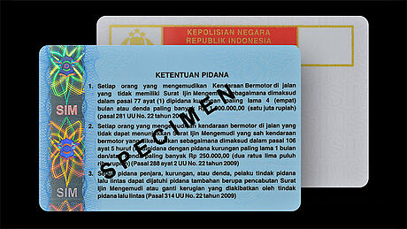 Indonesia Driver's License protected with a KINEGRAM Indonesia Driver's License protected with a KINEGRAM
