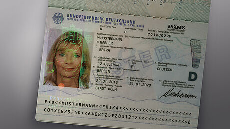 Germany Passport protected wth a KINEGRAM Germany Passport protected wth a KINEGRAM