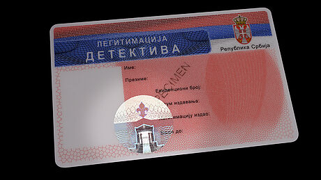 Serbia Detectives' License protected wth a KINEGRAM Serbia Detectives' License protected wth a KINEGRAM