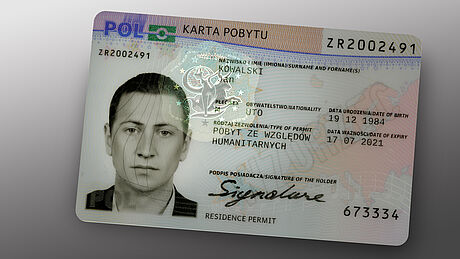 Poland Residence Permit protected wth a KINEGRAM Poland Residence Permit protected wth a KINEGRAM