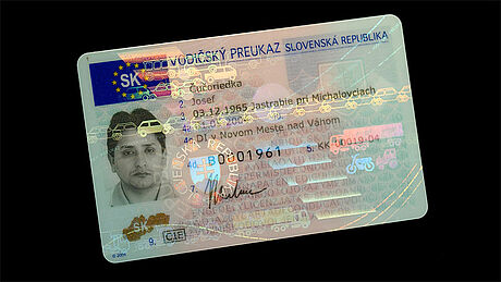 Slovakia Driver's License protected wth a KINEGRAM Slovakia Driver's License protected wth a KINEGRAM