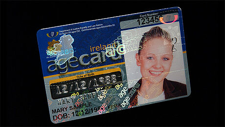 Ireland Age Card protected with a KINEGRAM Ireland Age Card protected with a KINEGRAM