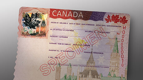 Canada Visa protected with a KINEGRAM Canada Visa protected with a KINEGRAM