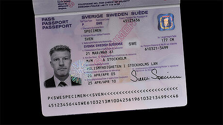 Sweden Passport protected wth a KINEGRAM Sweden Passport protected wth a KINEGRAM