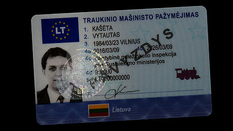 Lithuania Train Driver's License protected wth a KINEGRAM Lithuania Train Driver's License protected wth a KINEGRAM