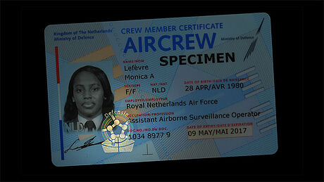 The Netherlands Aircrew Military ID Card protected wth a KINEGRAM The Netherlands Aircrew Military ID Card protected wth a KINEGRAM