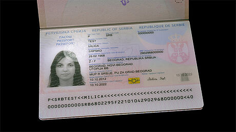 Serbia Passport protected wth a KINEGRAM Serbia Passport protected wth a KINEGRAM