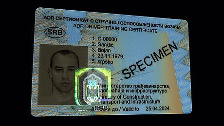 Serbia Driver's License protected wth a KINEGRAM Serbia Driver's License protected wth a KINEGRAM