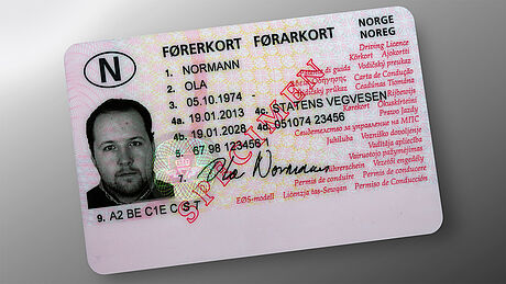 Norway Driver's License protected wth a KINEGRAM Norway Driver's License protected wth a KINEGRAM