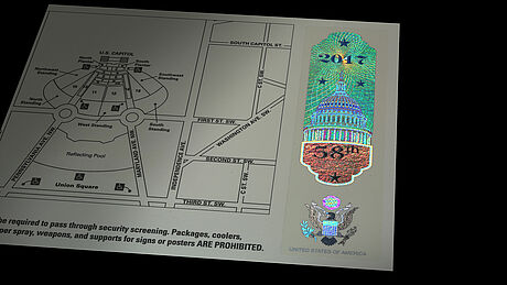 United States President's Inauguration Lawn Ticket protected wth a KINEGRAM United States President's Inauguration Lawn Ticket protected wth a KINEGRAM