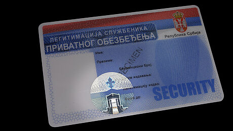 Serbia Security Officers' License protected wth a KINEGRAM Serbia Security Officers' License protected wth a KINEGRAM