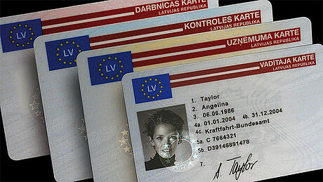 Latvia Tachograph Card protected with a KINEGRAM Latvia Tachograph Card protected with a KINEGRAM