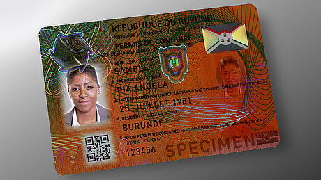 Burundi Driver's License protected wth a KINEGRAM Burundi Driver's License protected wth a KINEGRAM