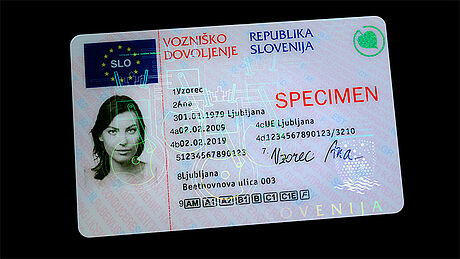 Slovenia Driver's License protected wth a KINEGRAM Slovenia Driver's License protected wth a KINEGRAM