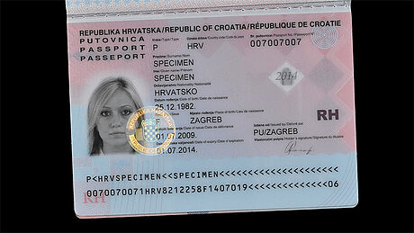 Croatia Passport protected wth a KINEGRAM Croatia Passport protected wth a KINEGRAM