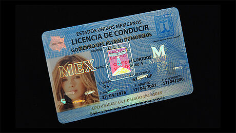 Mexico (Morelos State) Driver's License protected wth a KINEGRAM Mexico (Morelos State) Driver's License protected wth a KINEGRAM