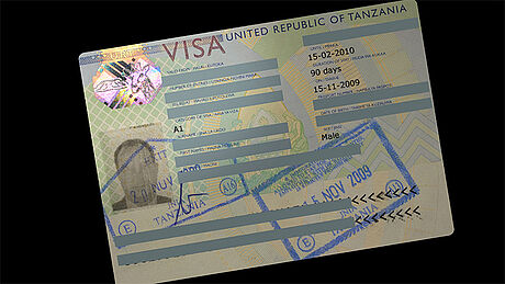 Tanzania Visa protected wth a KINEGRAM Tanzania Visa protected wth a KINEGRAM