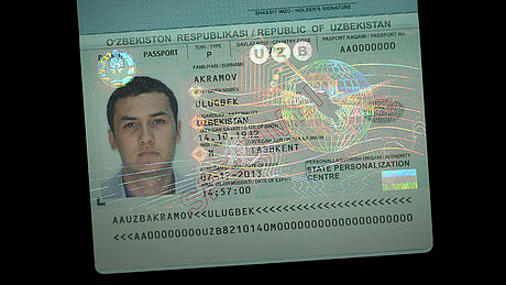 Uzbekistan Passport protected wth a KINEGRAM Uzbekistan Passport protected wth a KINEGRAM