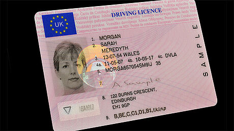 United Kingdom Driver's License (2015 edition) protected wth a KINEGRAM United Kingdom Driver's License (2015 edition) protected wth a KINEGRAM