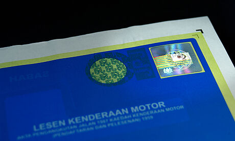 Malaysia Road Tax Label protected with a KINEGRAM Malaysia Road Tax Label protected with a KINEGRAM