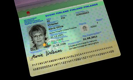 Finland Diplomatic Passport protected wth a KINEGRAM Finland Diplomatic Passport protected wth a KINEGRAM