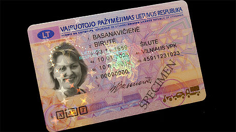 Lithuania Driver's License protected wth a KINEGRAM Lithuania Driver's License protected wth a KINEGRAM