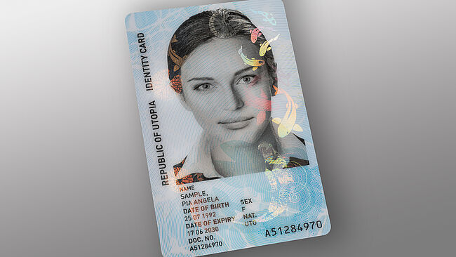 BIG IS MORE SECURE. ID card with large portrait secured with the KINEGRAM PCI and full data protection(FDP)