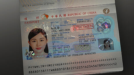 Taiwan Passport (2018 edition) protected wth a KINEGRAM Taiwan Passport (2018 edition) protected wth a KINEGRAM