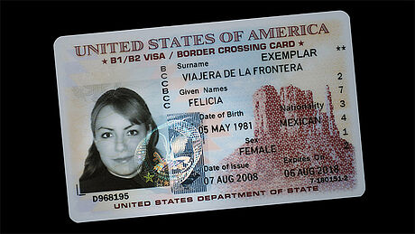 United States Border Crossing Card protected wth a KINEGRAM United States Border Crossing Card protected wth a KINEGRAM