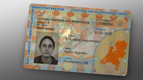The Netherlands Diplomatic ID Card protected wth a KINEGRAM The Netherlands Diplomatic ID Card protected wth a KINEGRAM