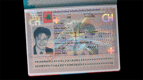 Switzerland Temporary Passport protected wth a KINEGRAM Switzerland Temporary Passport protected wth a KINEGRAM