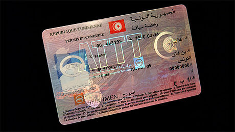 Tunisia Driver's License protected wth a KINEGRAM Tunisia Driver's License protected wth a KINEGRAM