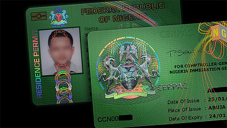 Nigeria Residence Permit protected wth a KINEGRAM Nigeria Residence Permit protected wth a KINEGRAM