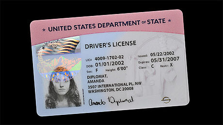 United States Diplomatic Driver's License protected wth a KINEGRAM United States Diplomatic Driver's License protected wth a KINEGRAM