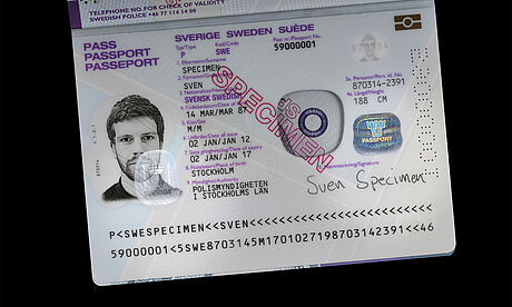 Sweden Passport (2013 edition) protected wth a KINEGRAM Sweden Passport (2013 edition) protected wth a KINEGRAM