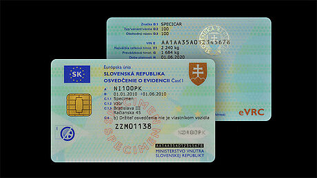 Slovakia Vehicle Registration Card protected wth a KINEGRAM Slovakia Vehicle Registration Card protected wth a KINEGRAM