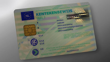 The Netherlands Car Registration Card protected wth a KINEGRAM The Netherlands Car Registration Card protected wth a KINEGRAM