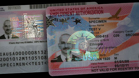 United States Employment Authorization Card protected wth a KINEGRAM United States Employment Authorization Card protected wth a KINEGRAM