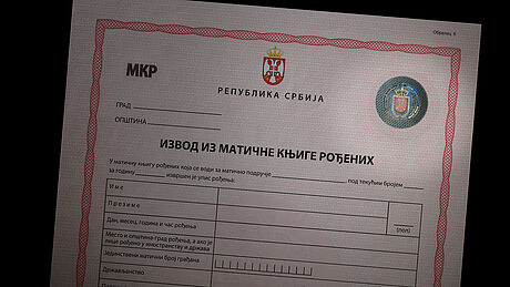 Serbia Birth Certificate protected wth a KINEGRAM Serbia Birth Certificate protected wth a KINEGRAM