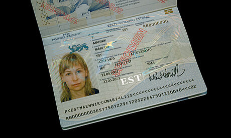 Estonia Passport protected wth a KINEGRAM Estonia Passport protected wth a KINEGRAM