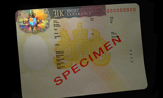 United Kingdom visa protected with a KINEGRAM Image of United Kingdom visa protected with a KINEGRAM