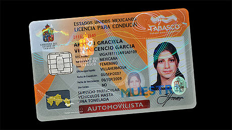 Mexico (Tabasco State) Driver's License protected wth a KINEGRAM Mexico (Tabasco State) Driver's License protected wth a KINEGRAM