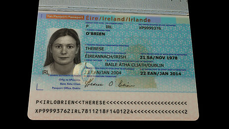 Ireland Passport protected with a KINEGRAM Ireland Passport protected with a KINEGRAM