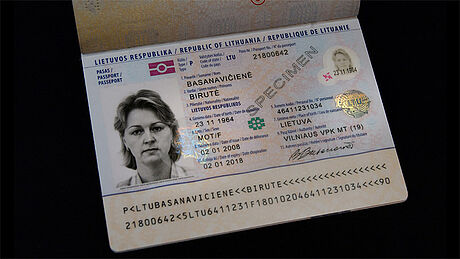 Lithuania Passport protected with a KINEGRAM Lithuania Passport protected with a KINEGRAM