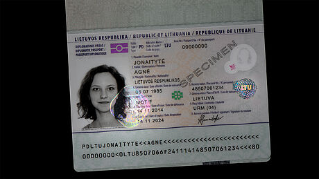 Lithuania Diplomatic Passport protected with a KINEGRAM Lithuania Diplomatic Passport protected with a KINEGRAM