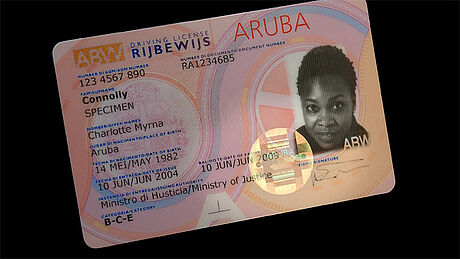 Aruba Driver's License protected with a KINEGRAM Aruba Driver's License protected with a KINEGRAM